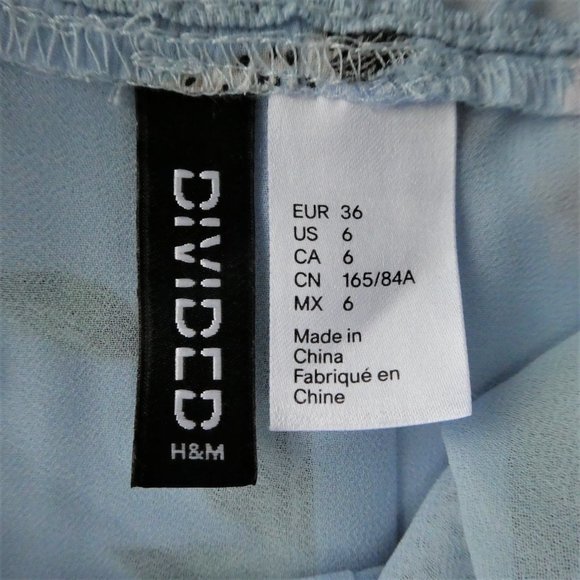 H M Dress Fit Flare V Cheetah Floral Blue Mini S - Picture 9 of 10